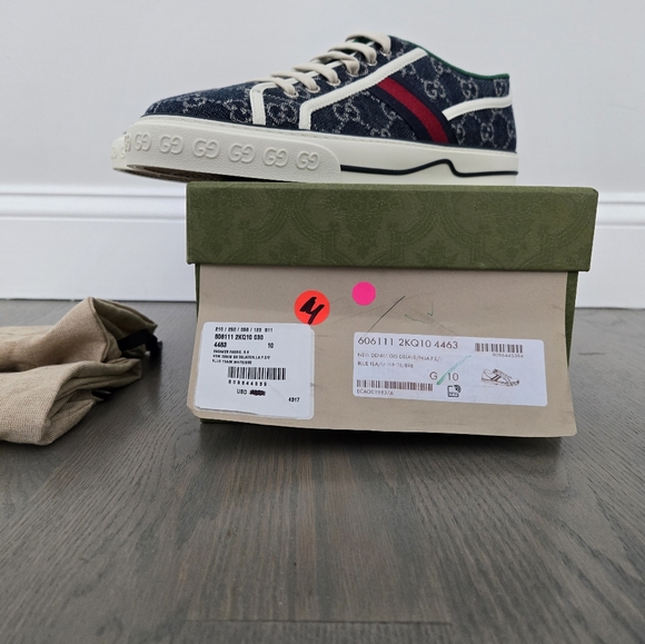 $790 GUCCI TENNIS 1977 DENIM GG PRINT GUCCI UK 10 US 11 EU 44 BNIB - Picture 5 of 7